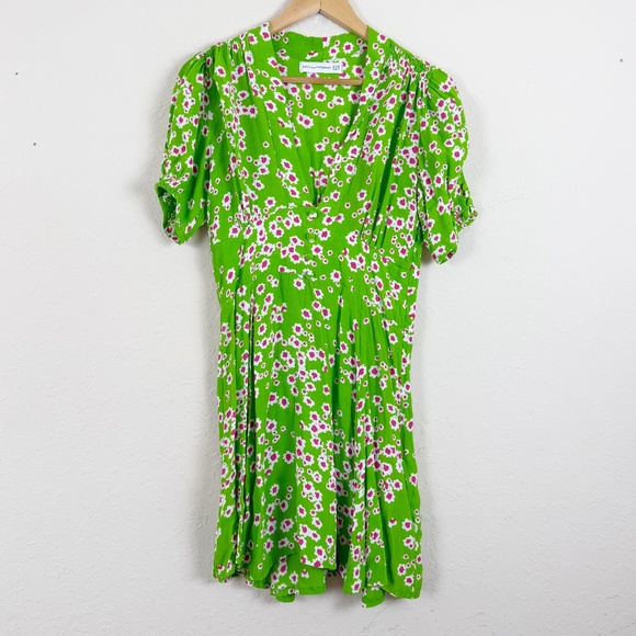 Faithfull The Brand Laurel Green Floral Mini Dress Size 4 - Picture 2 of 6